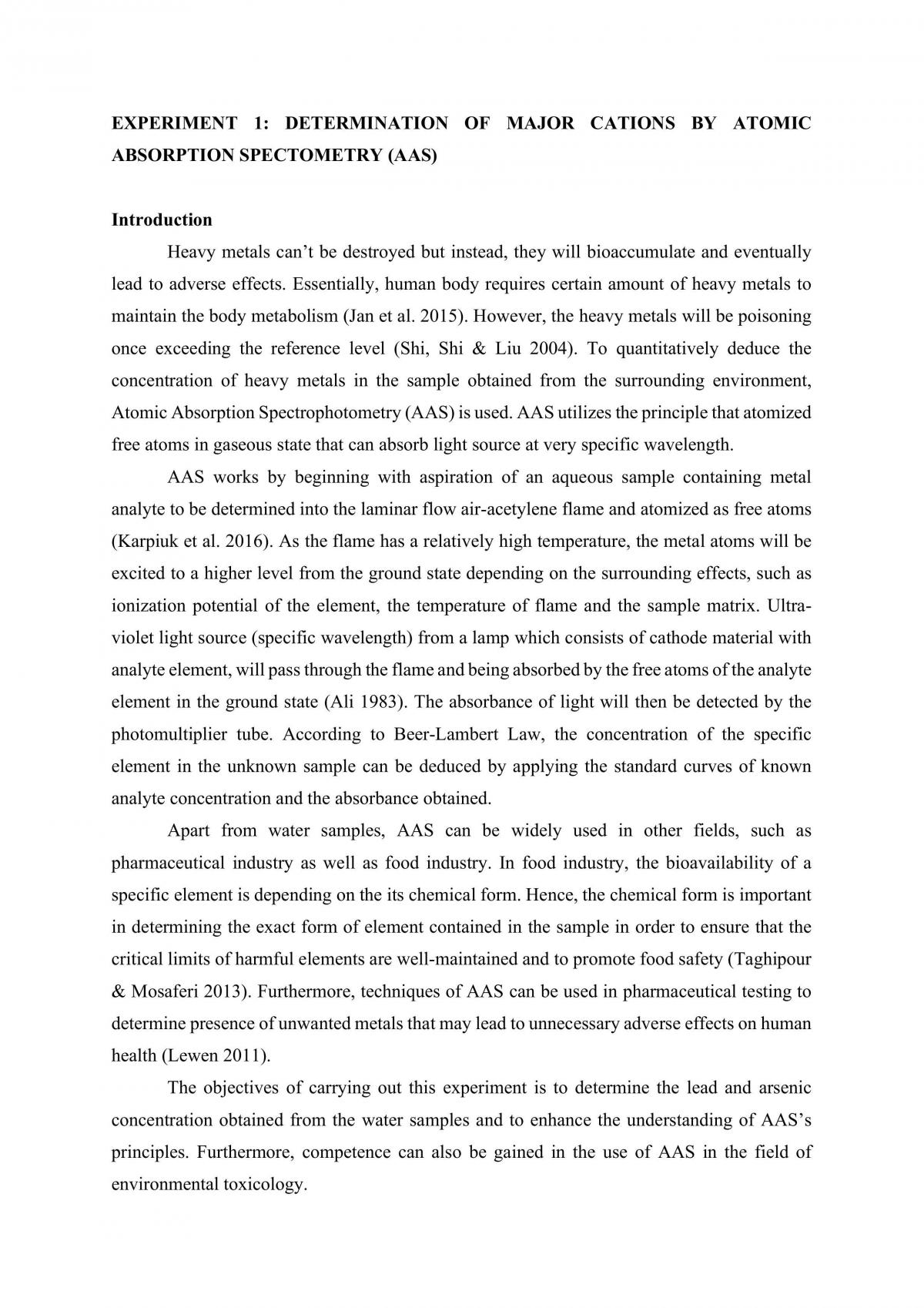 Determination Of Major Cations By Atomic Absorption Spectrometry - Page 1