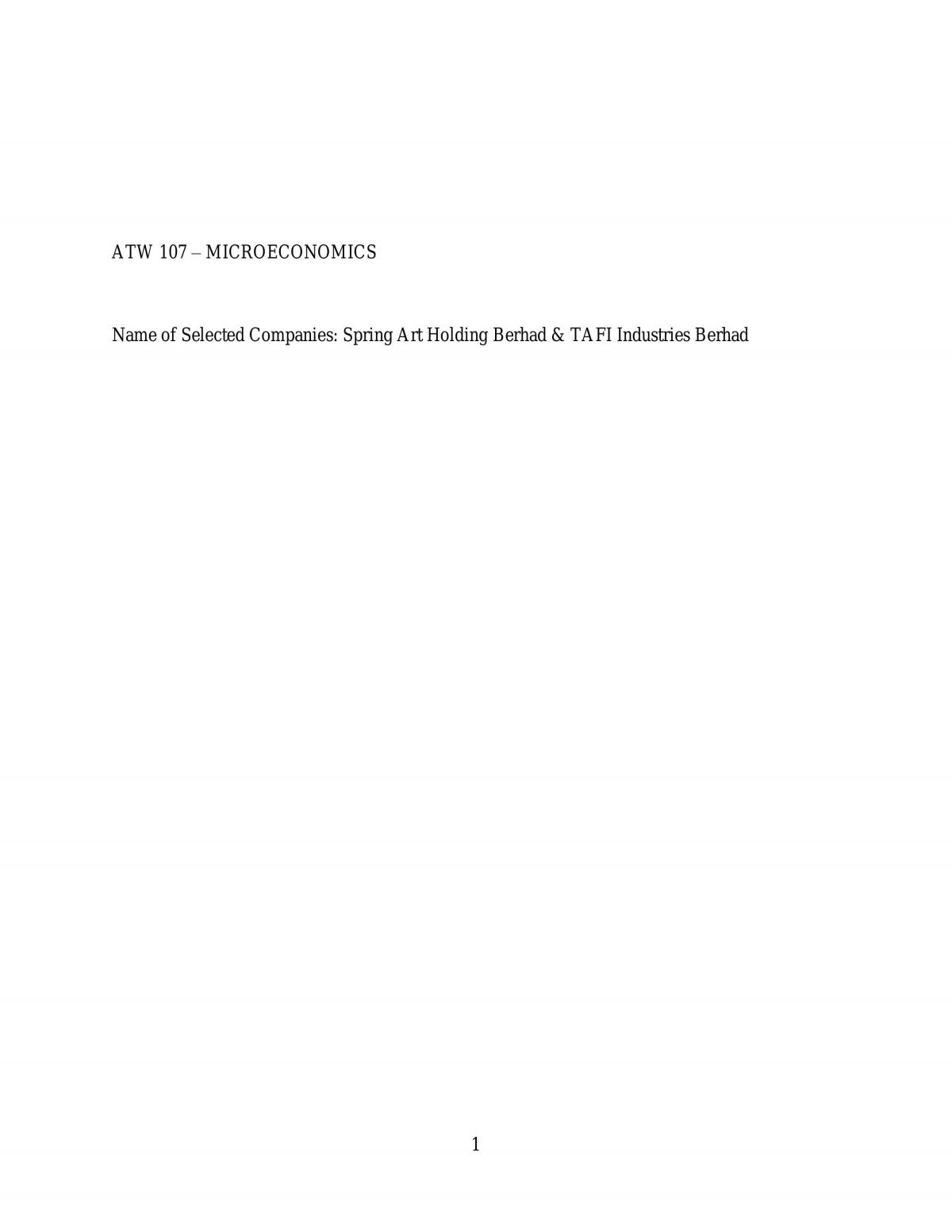 Microeconomics Assignment - Page 1