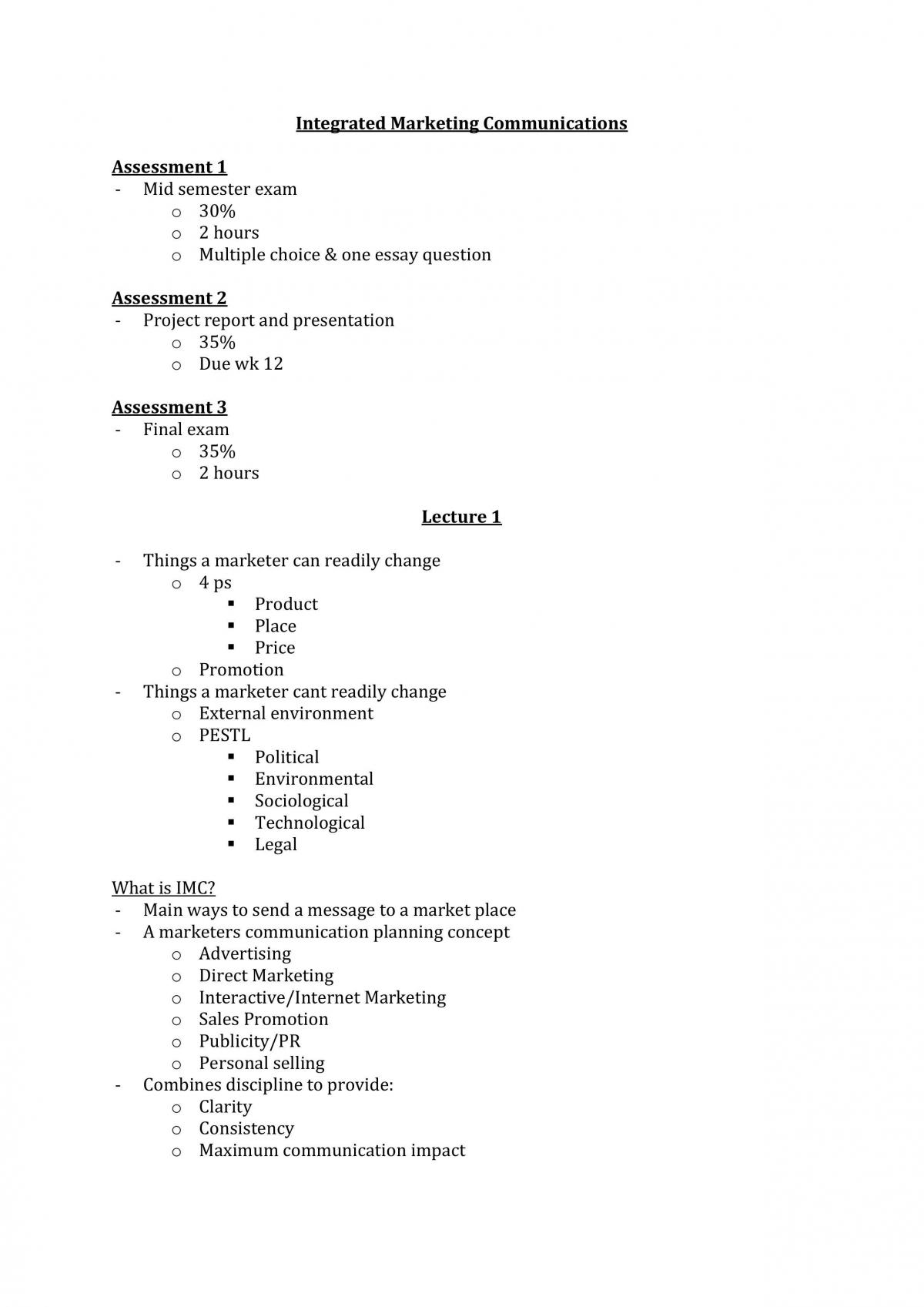 Intergrated Marketing Communications notes - Page 1