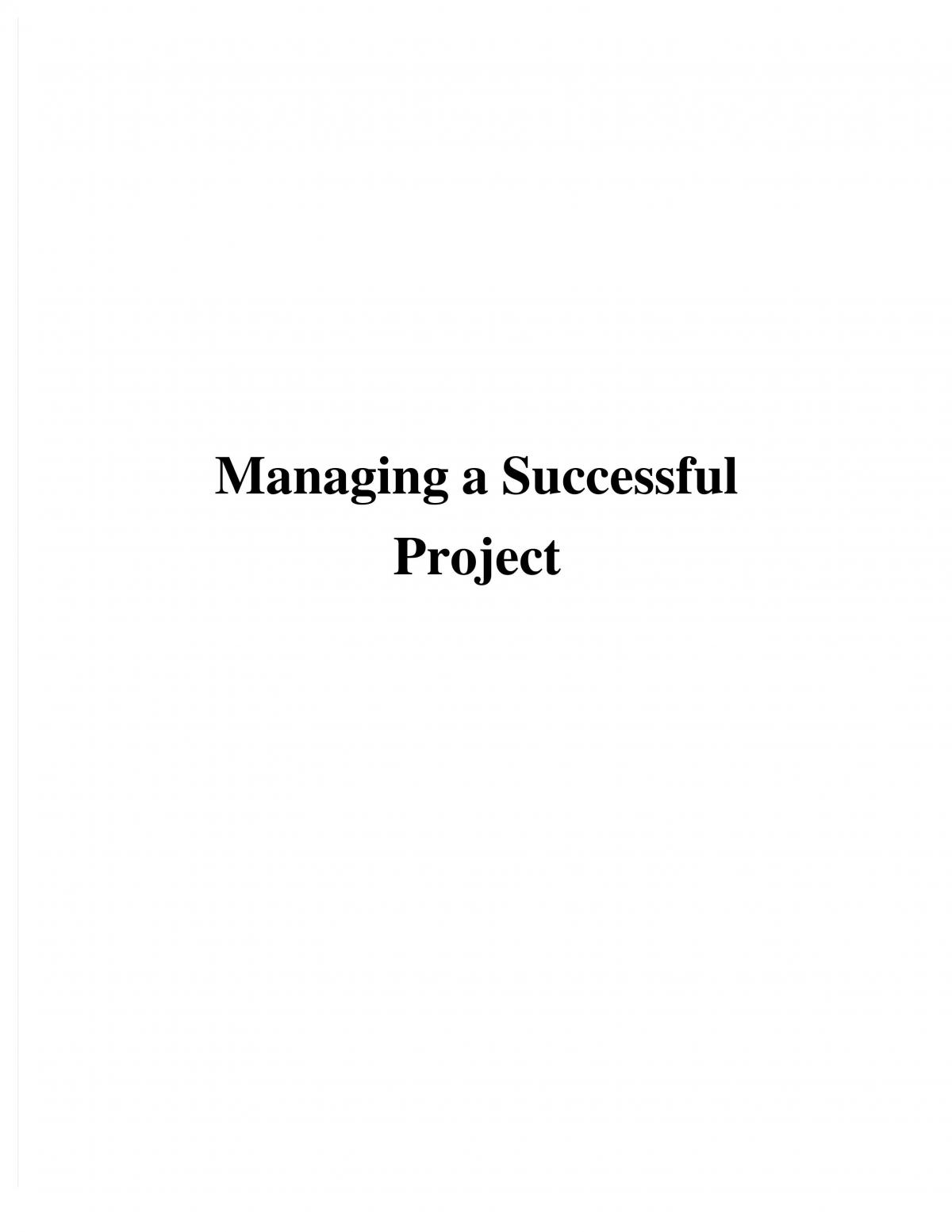 Managing a Successful Project - Page 1