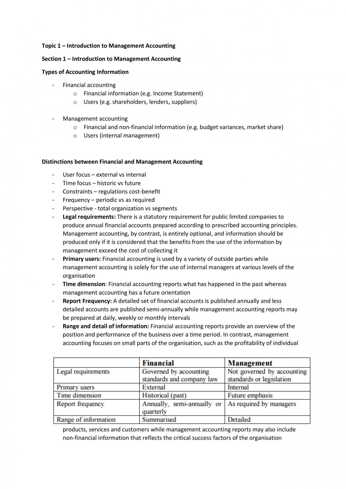 Management Accounting Notes - Page 1