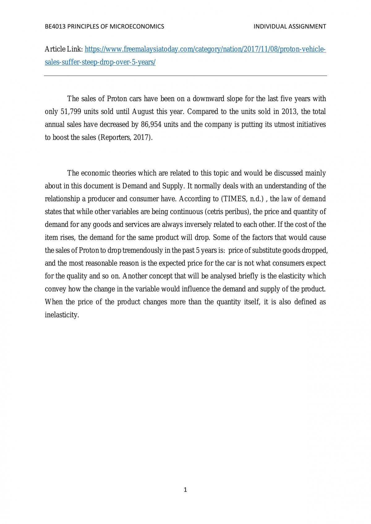 Principle of Microeconomics Essay - Page 1