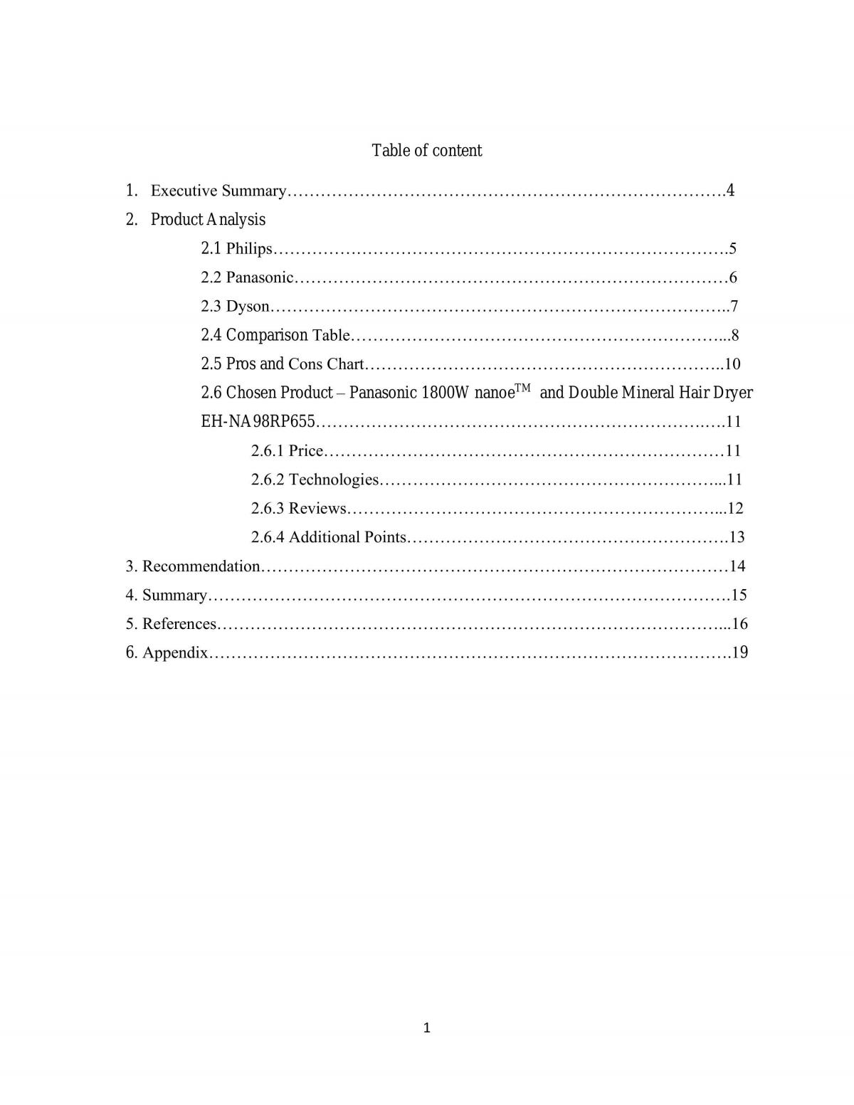 Assignment 1 - Consumer Product Analysis - Page 1