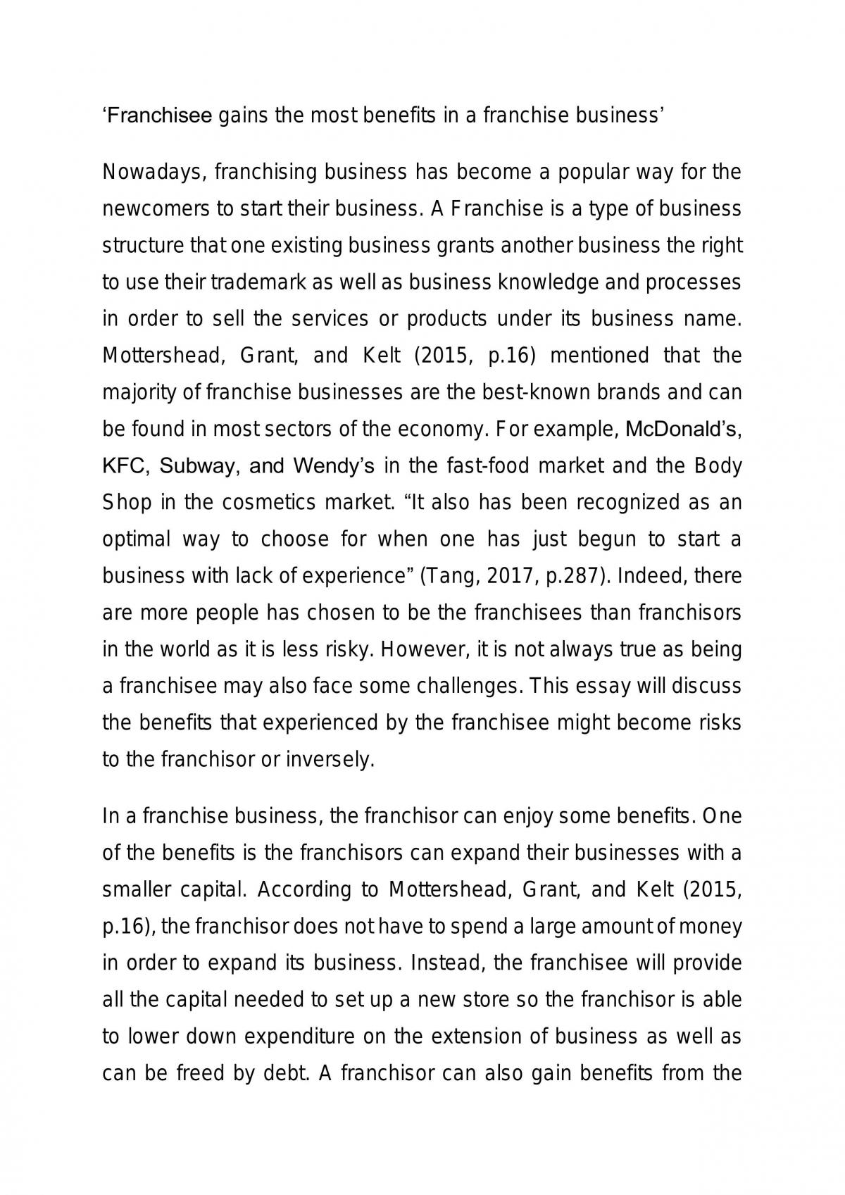 Franchise essay - Page 1