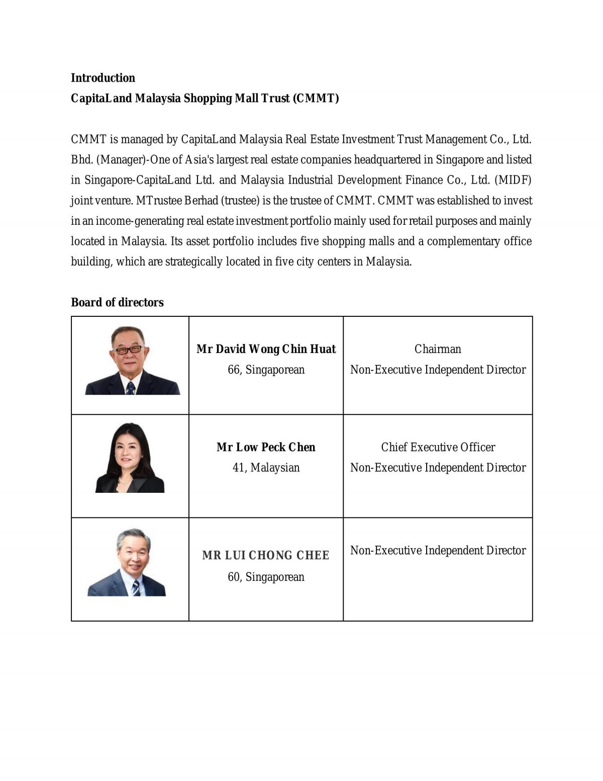 Financial Statement Analysis on CMMT and IGB - Page 1