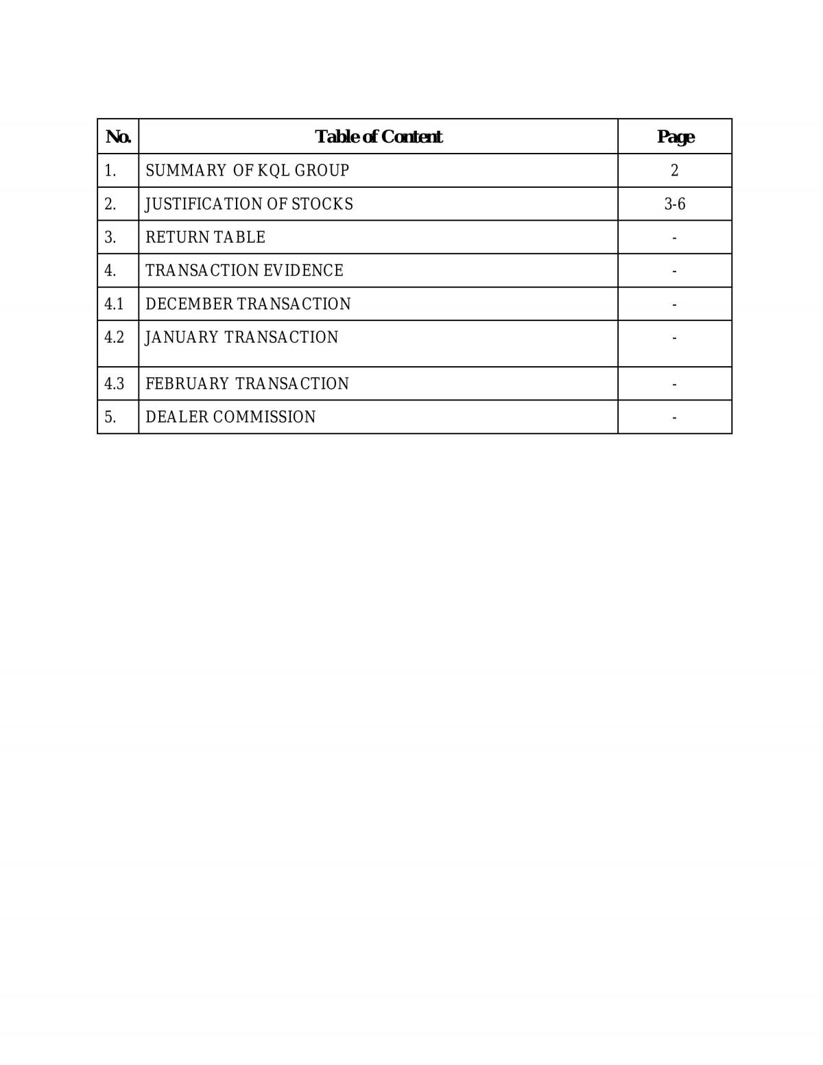Investment Report - Page 1