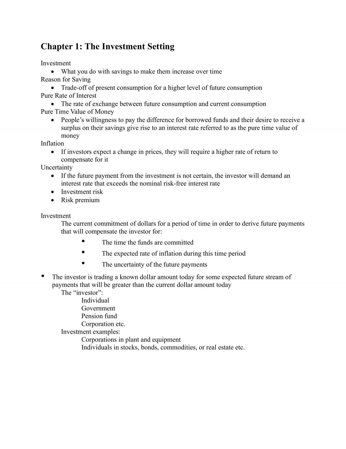 Investment Complete Notes - Page 1