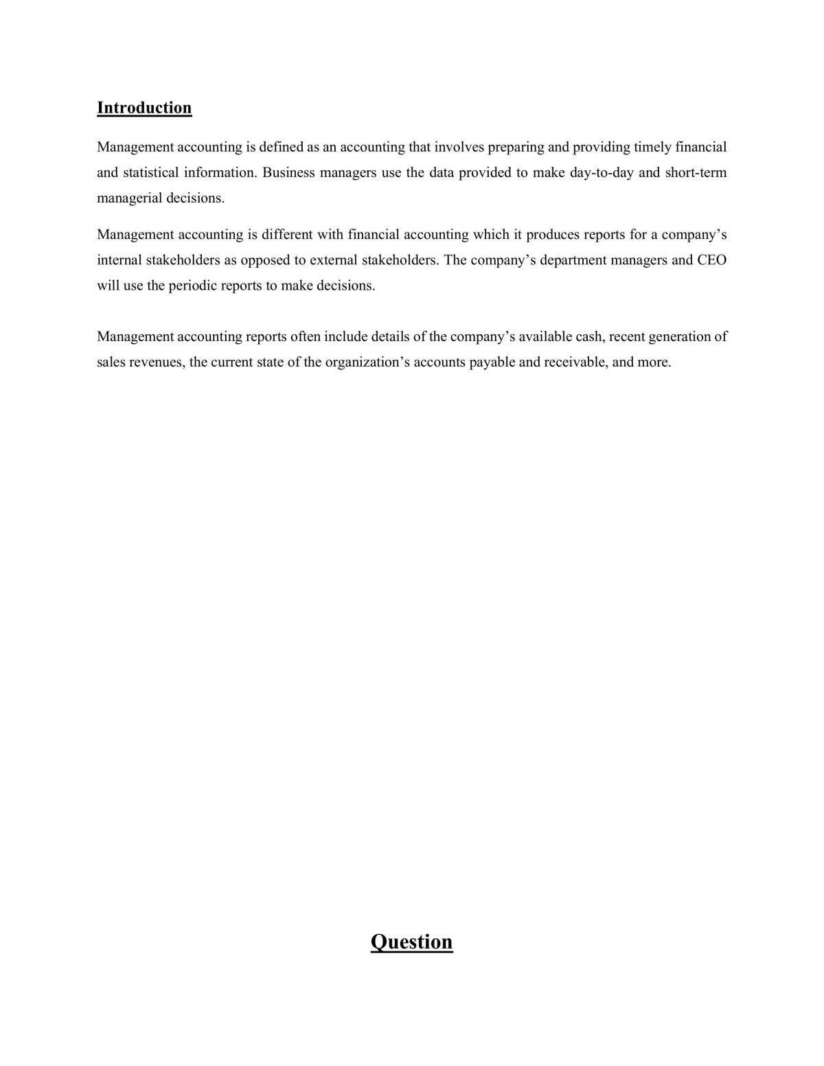 Management Accounting 2 - Assignment - Page 1