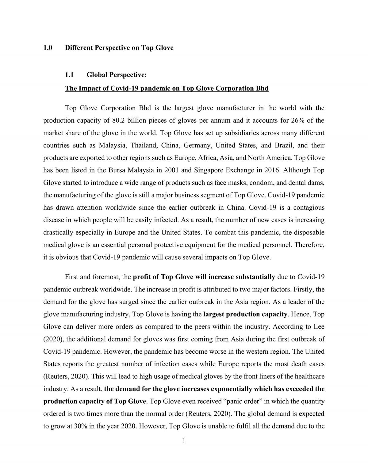 Case Study Of Topglove - Page 1