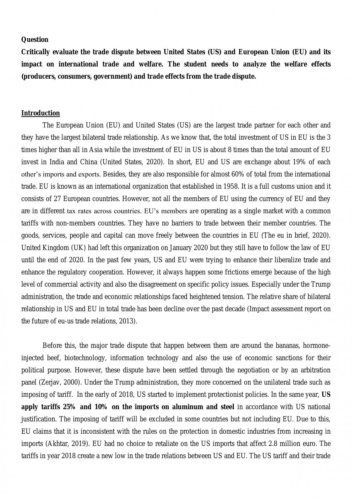International Trade - Assignment - Page 1