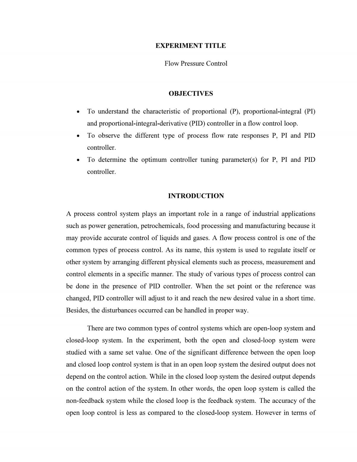 Flow Pressure Control Experiment  - Page 1