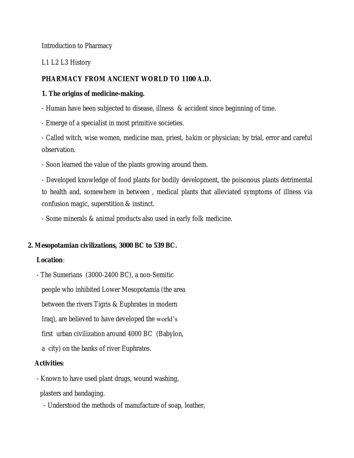 introduction to pharmacy notes - Page 1