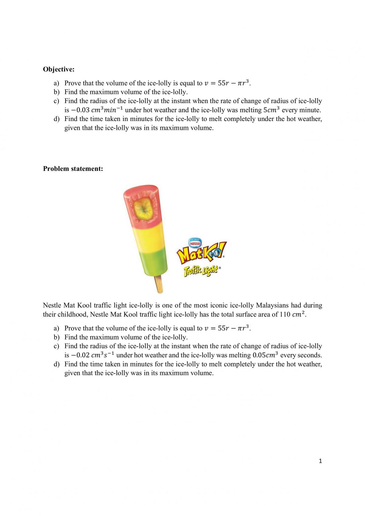 Algebra & Trigonometry Group Project - Page 1