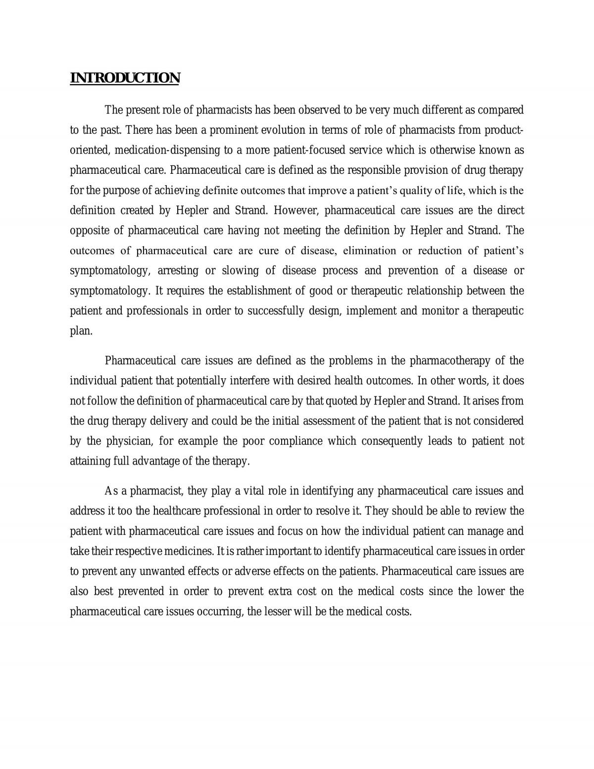 Comparison Between Past and Present Role Of Pharmacist - Page 1