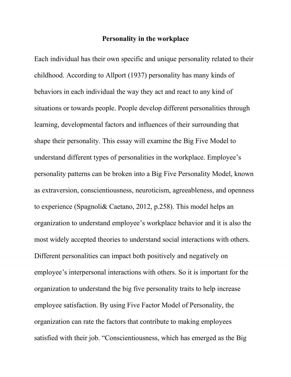 Analytical Essay - Page 1