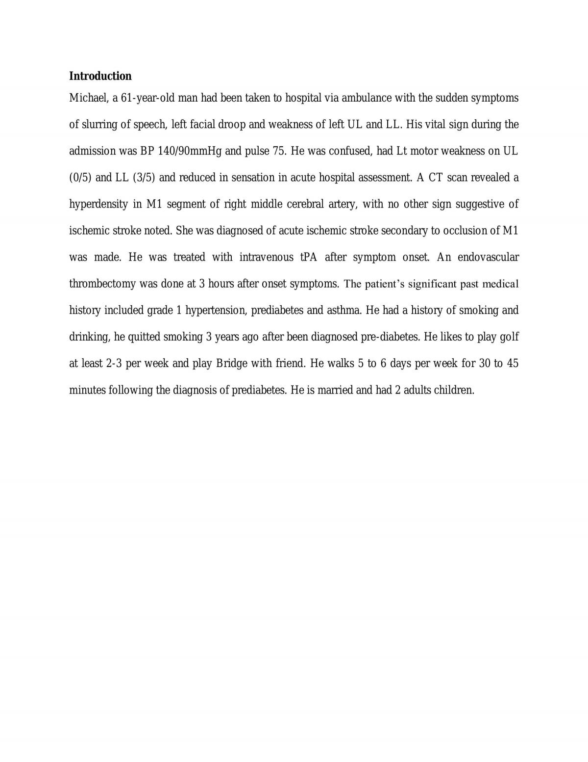Case Study on Stroke - Page 1