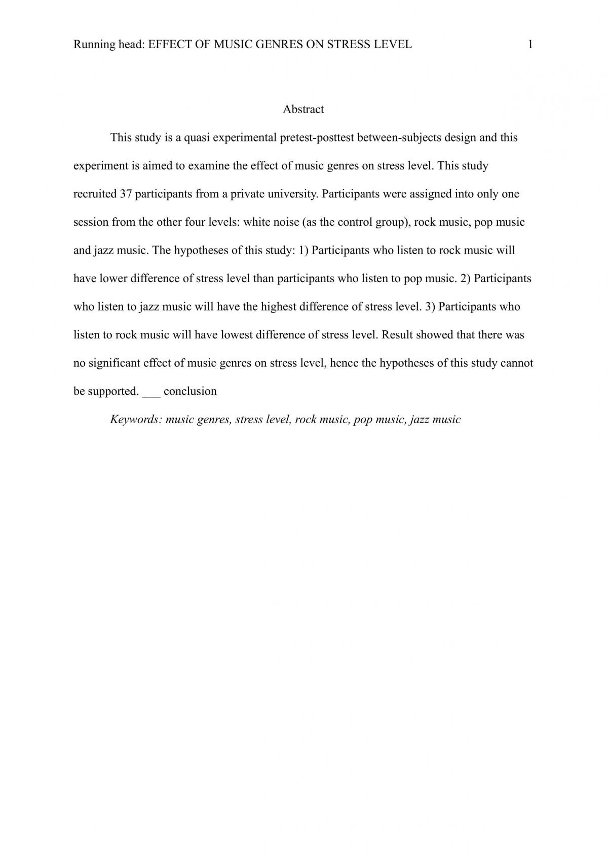 Effect of Music Genres on Stress Level - Page 1