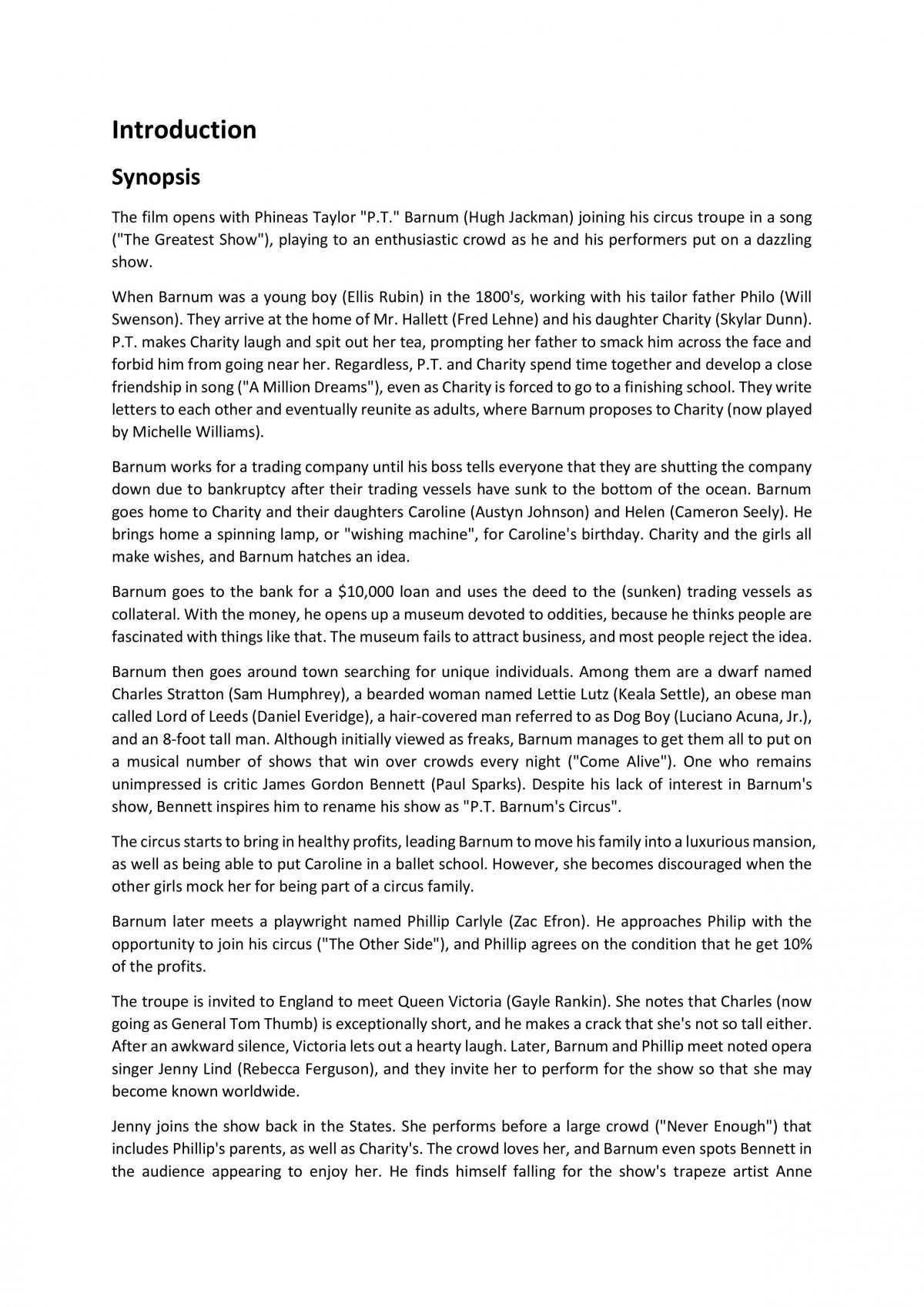 The greatest showman Individual assignment - Page 1