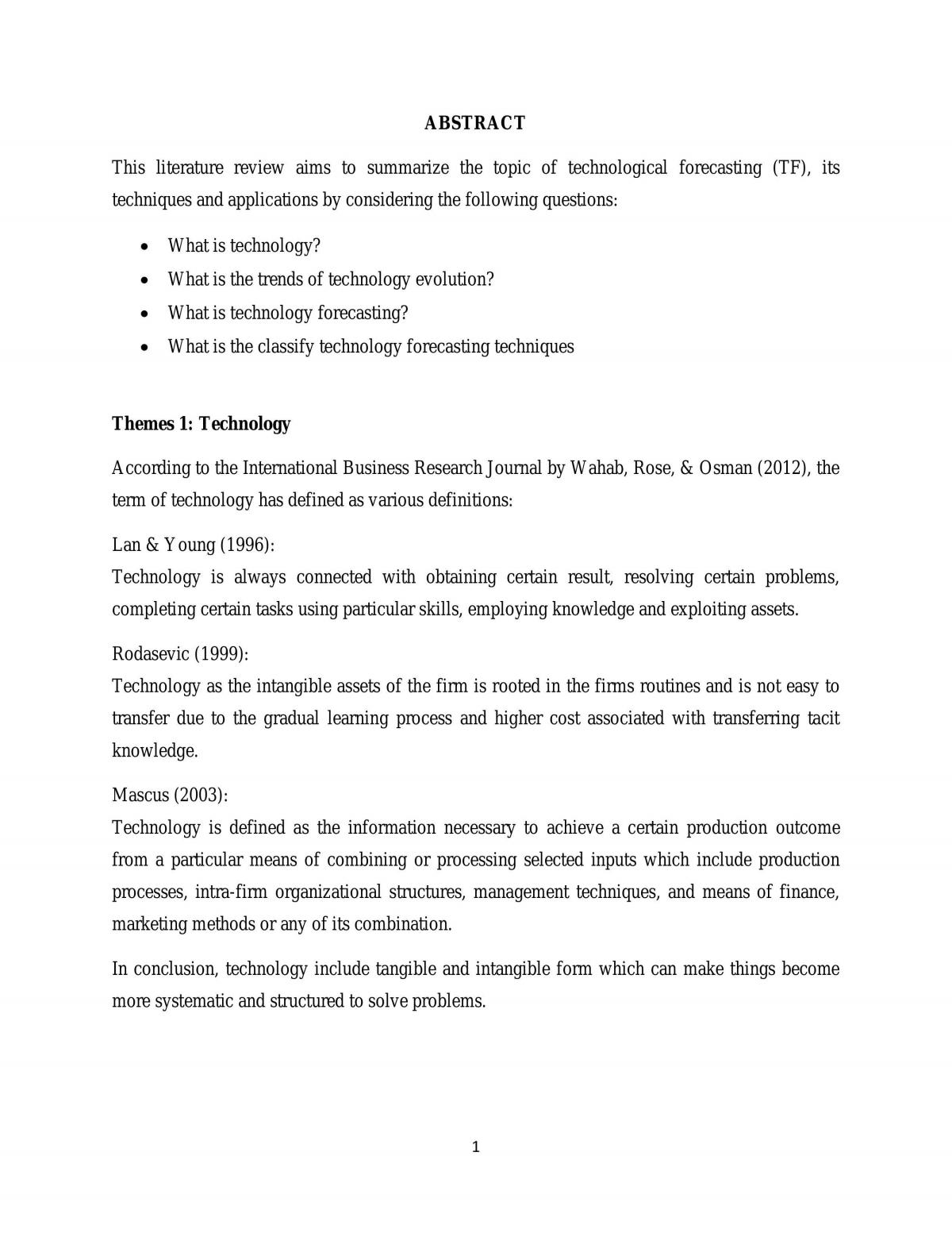 Technology Forecasting - Page 1