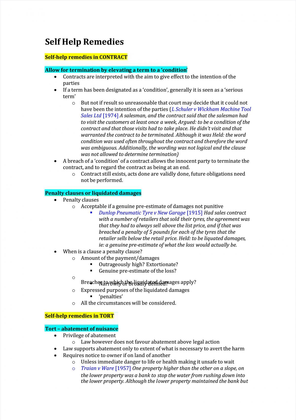 Remedies Study Notes - Page 1