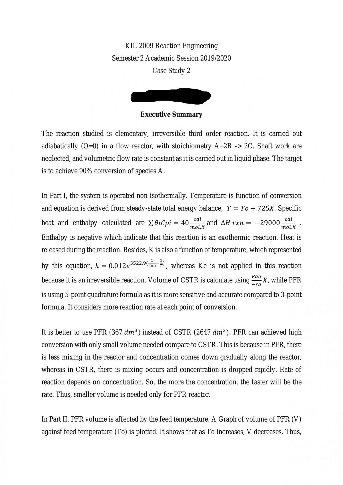 Design a plug flow reactor - Page 1
