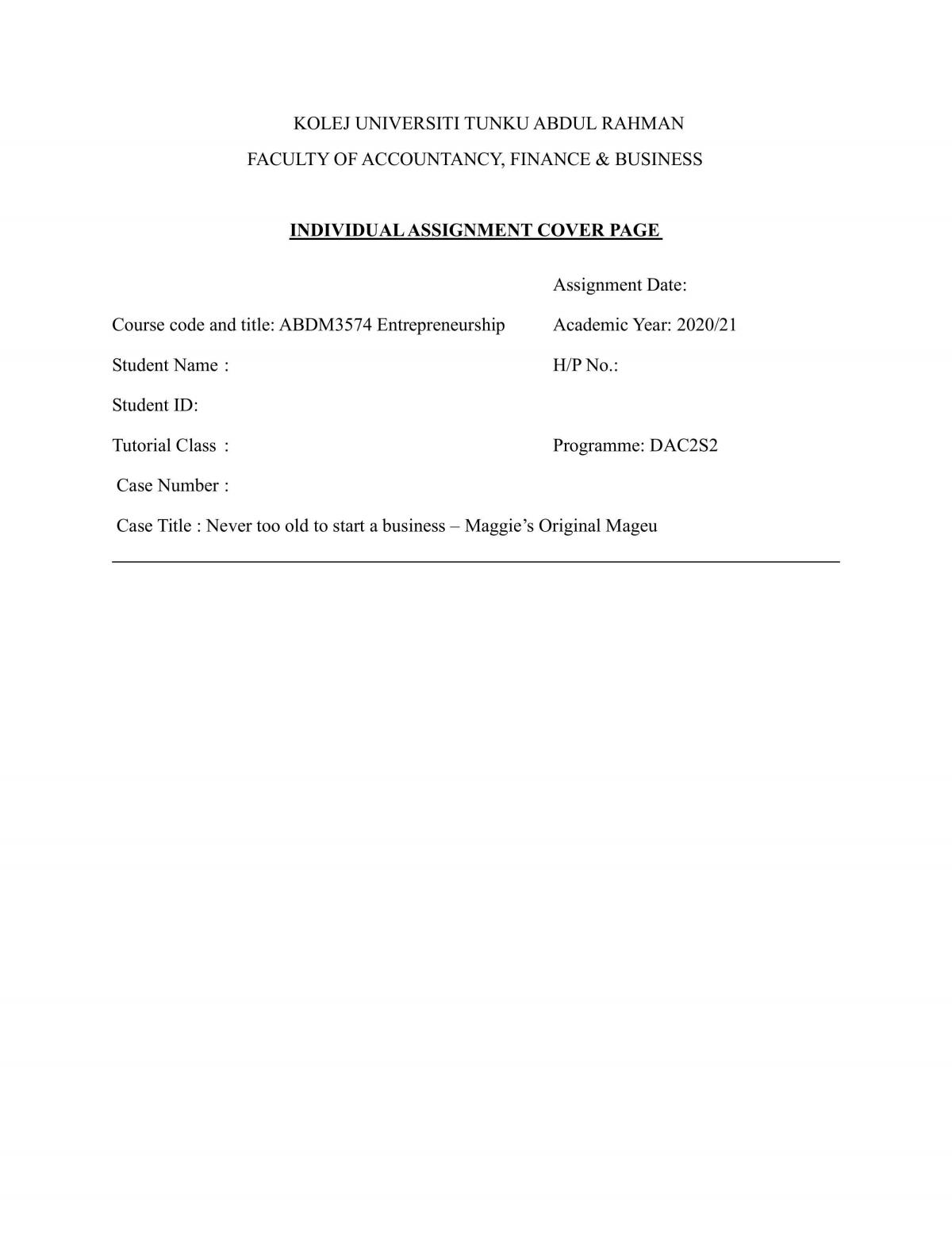 ABDM3574 Individual Assignment - Page 1