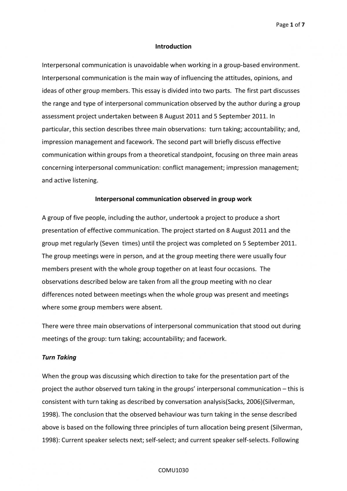 Interpersonal communication in a group based environment - Page 1