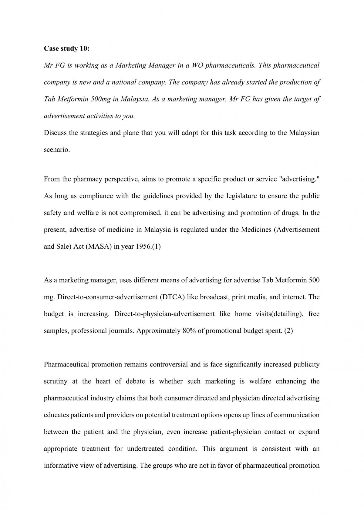 Pharmaceutical Management Case Study - Page 1