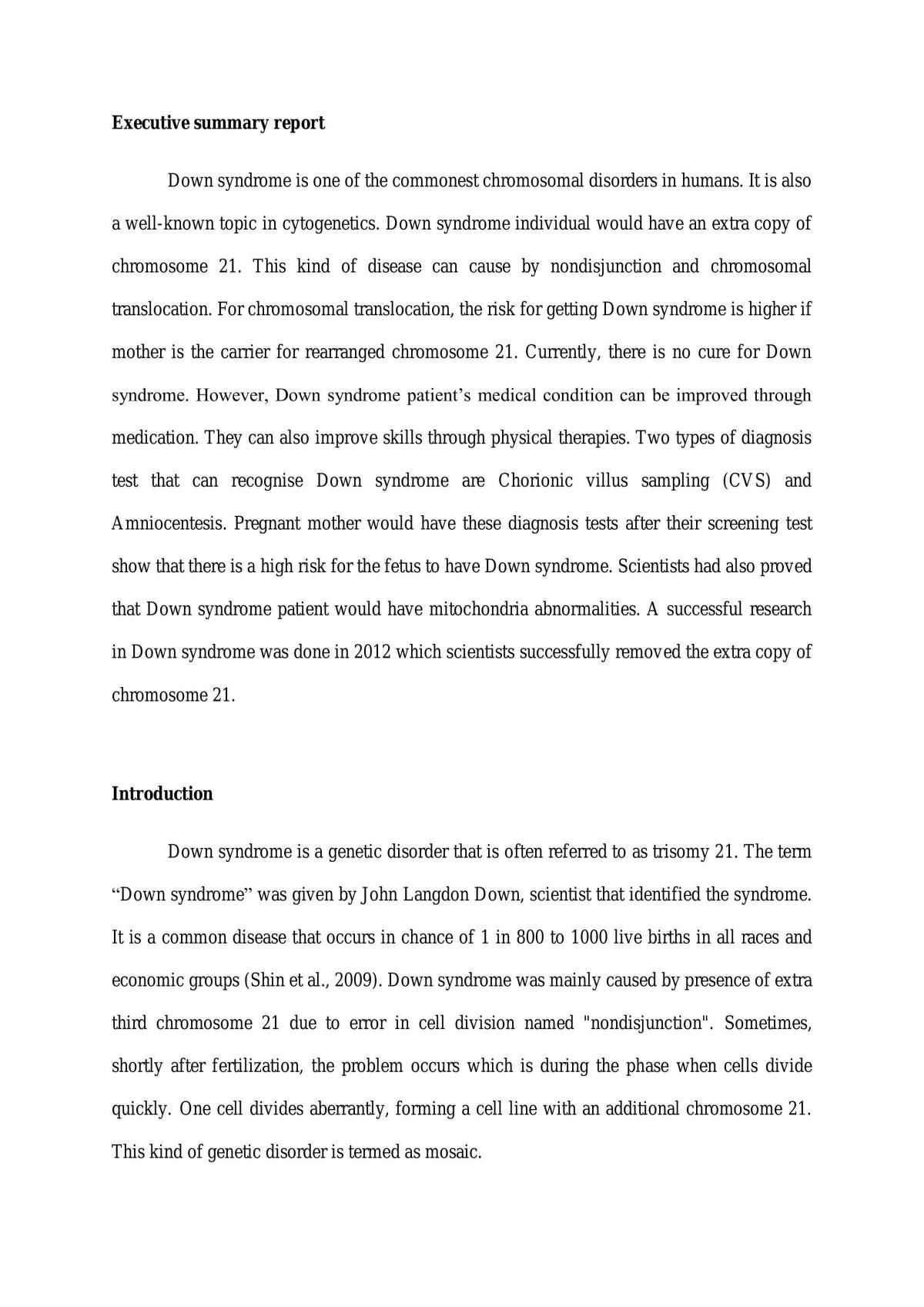 Research on Down Syndrome - Page 1