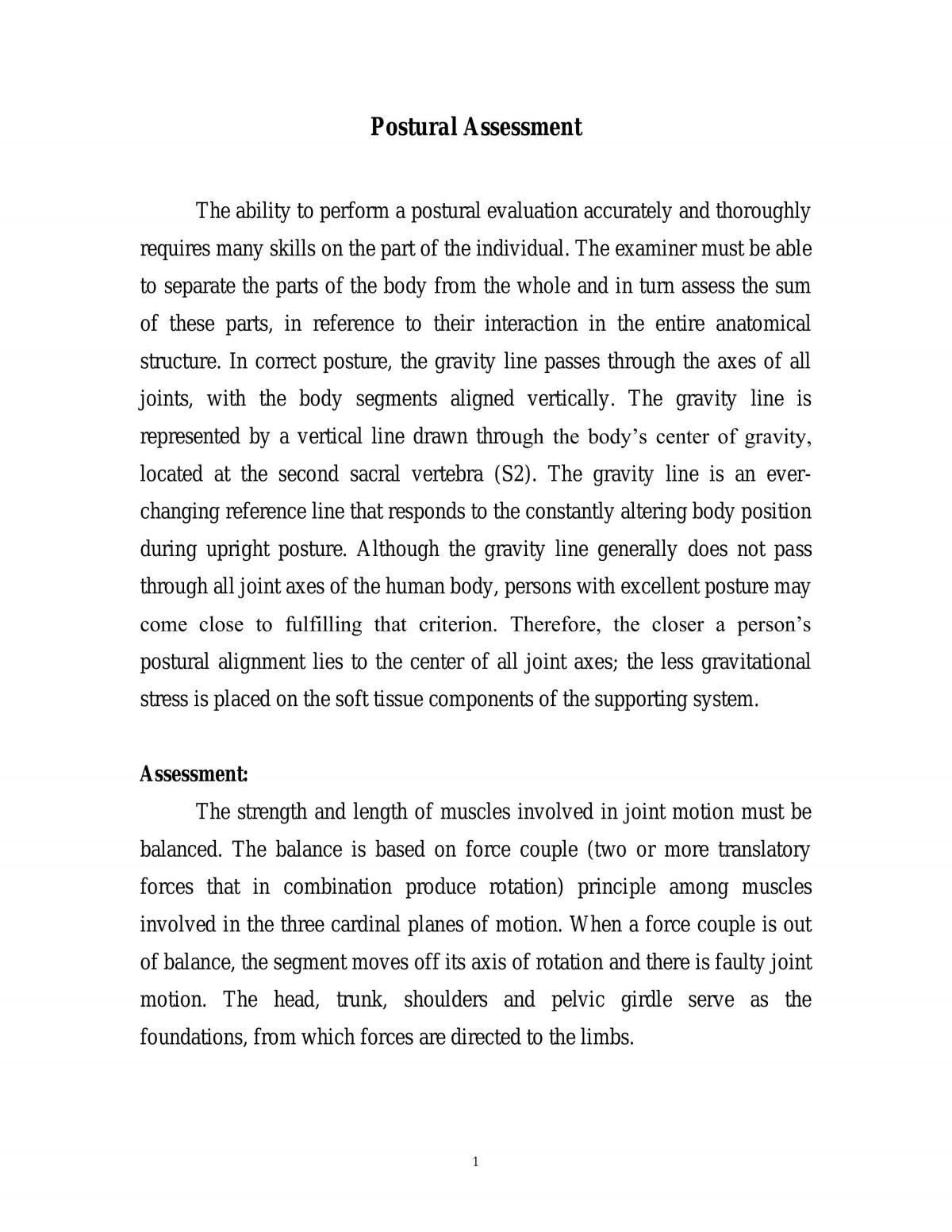 Postural Assessment  - Page 1