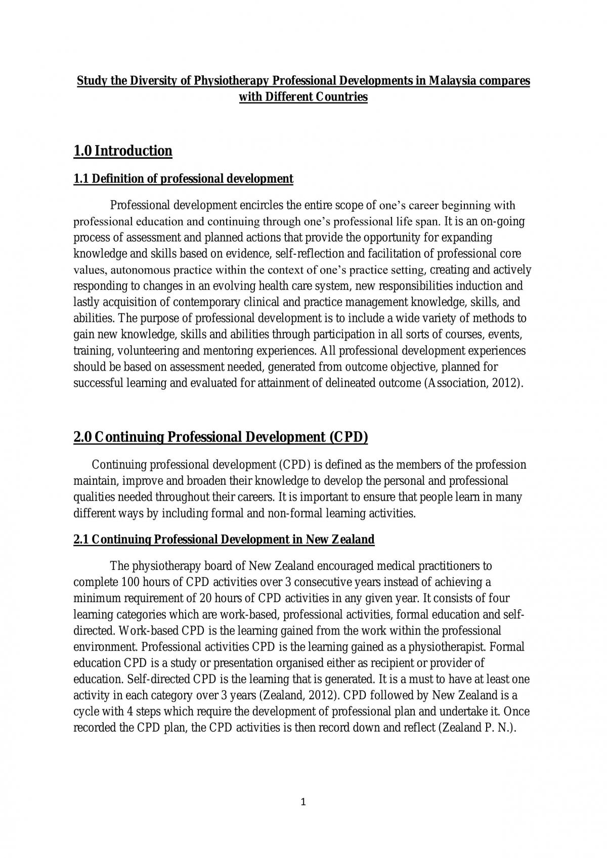 Study Discussing the Diversity of Physiotherapy Professional Development in Malaysia Compare With  Different Countries - Page 1