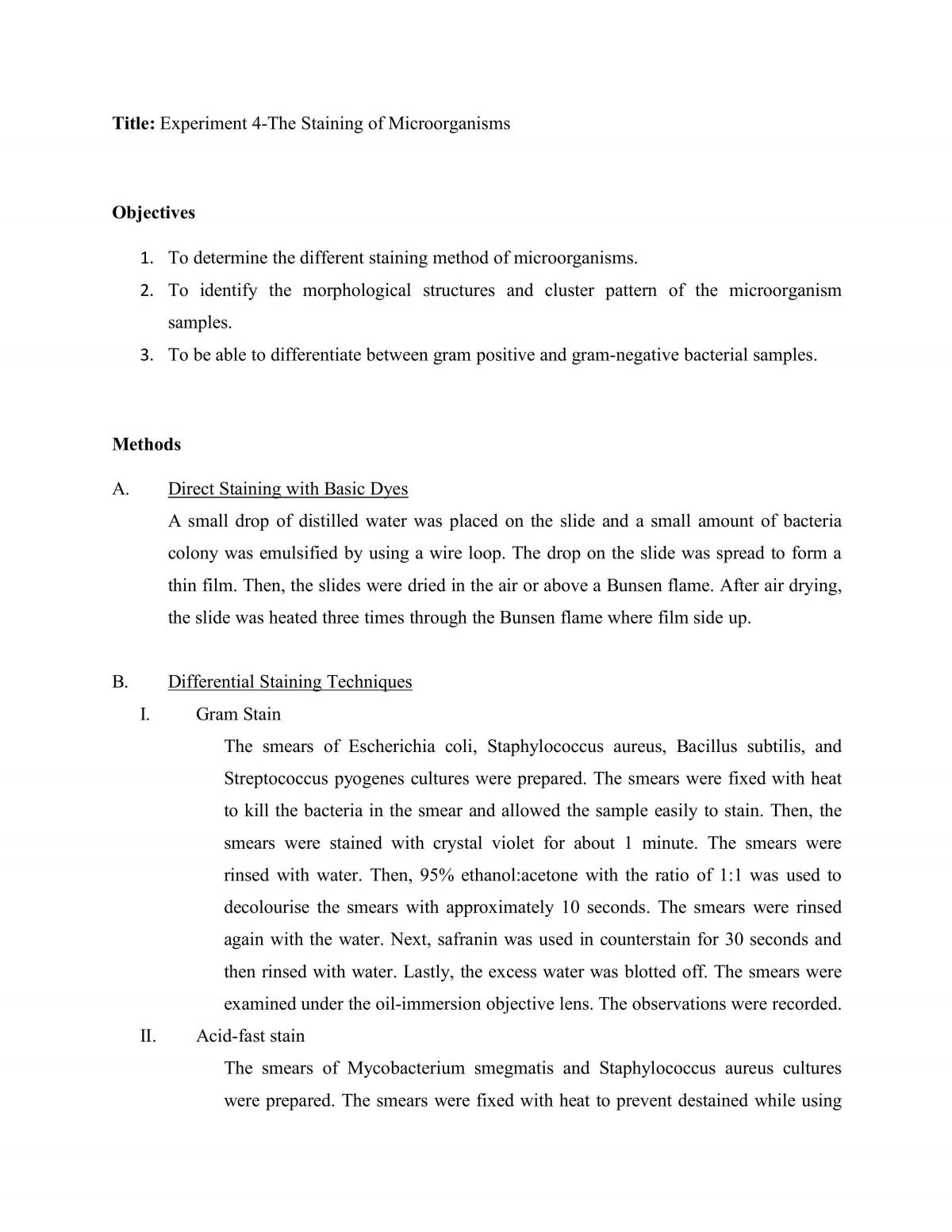 The Staining of Microorganisms - Page 1