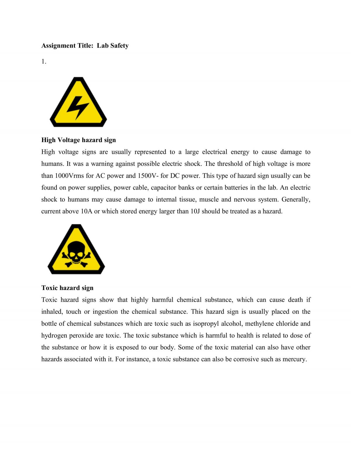 Lab Safety  - Page 1