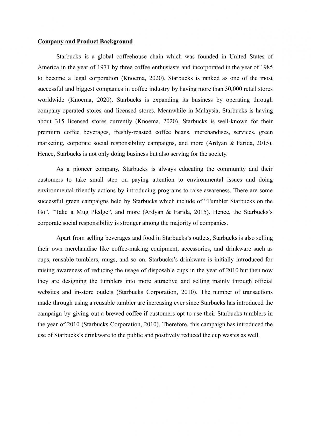 Starbucks Consumer Behaviour - Page 1