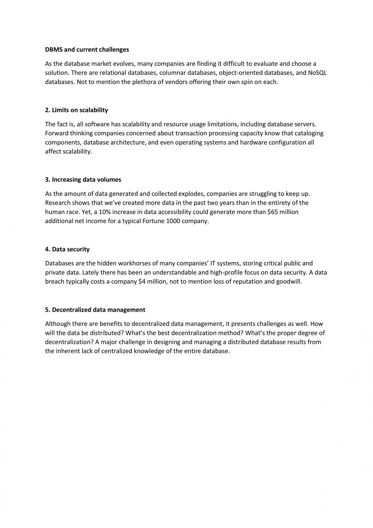 DBMS and current challenges - Page 1