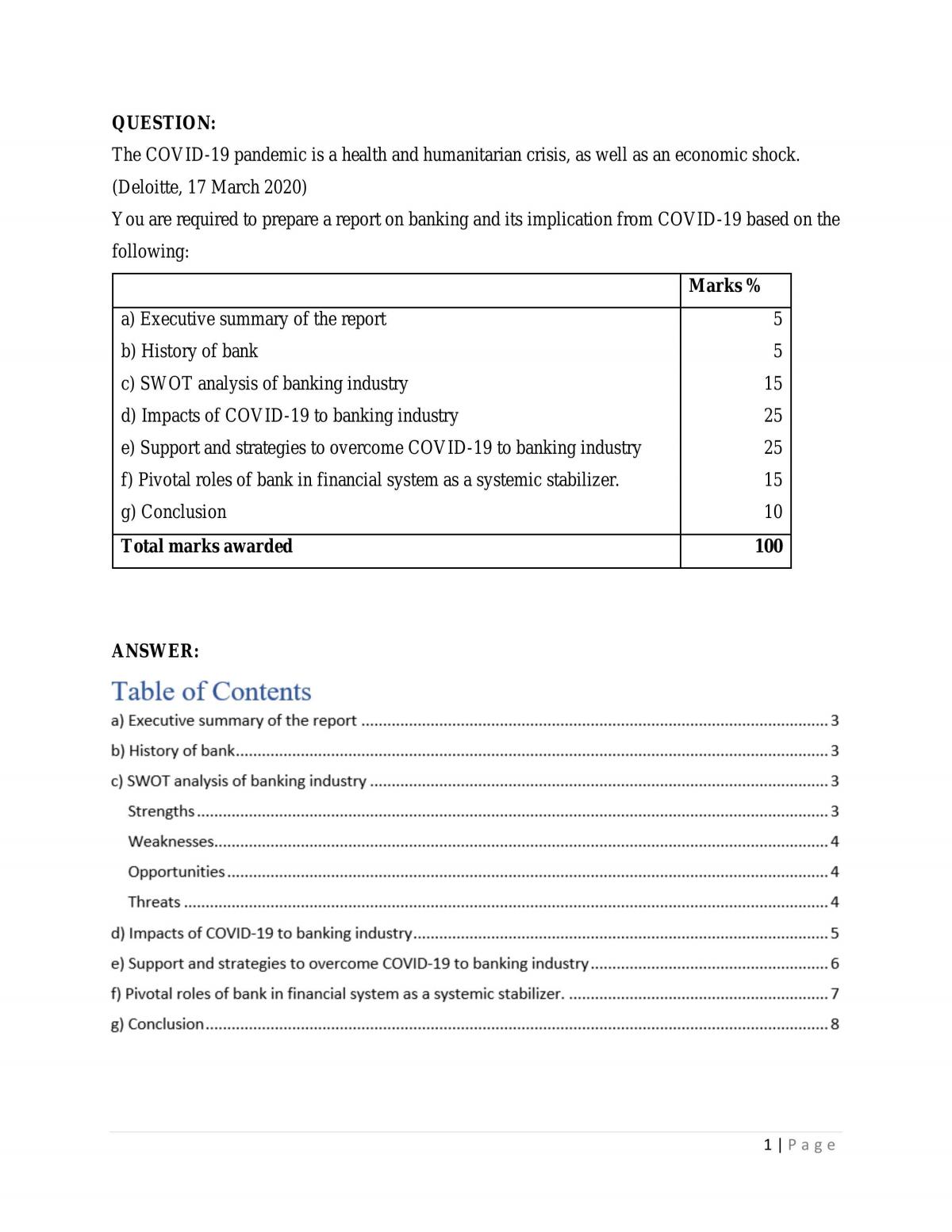 assignment finance and banking