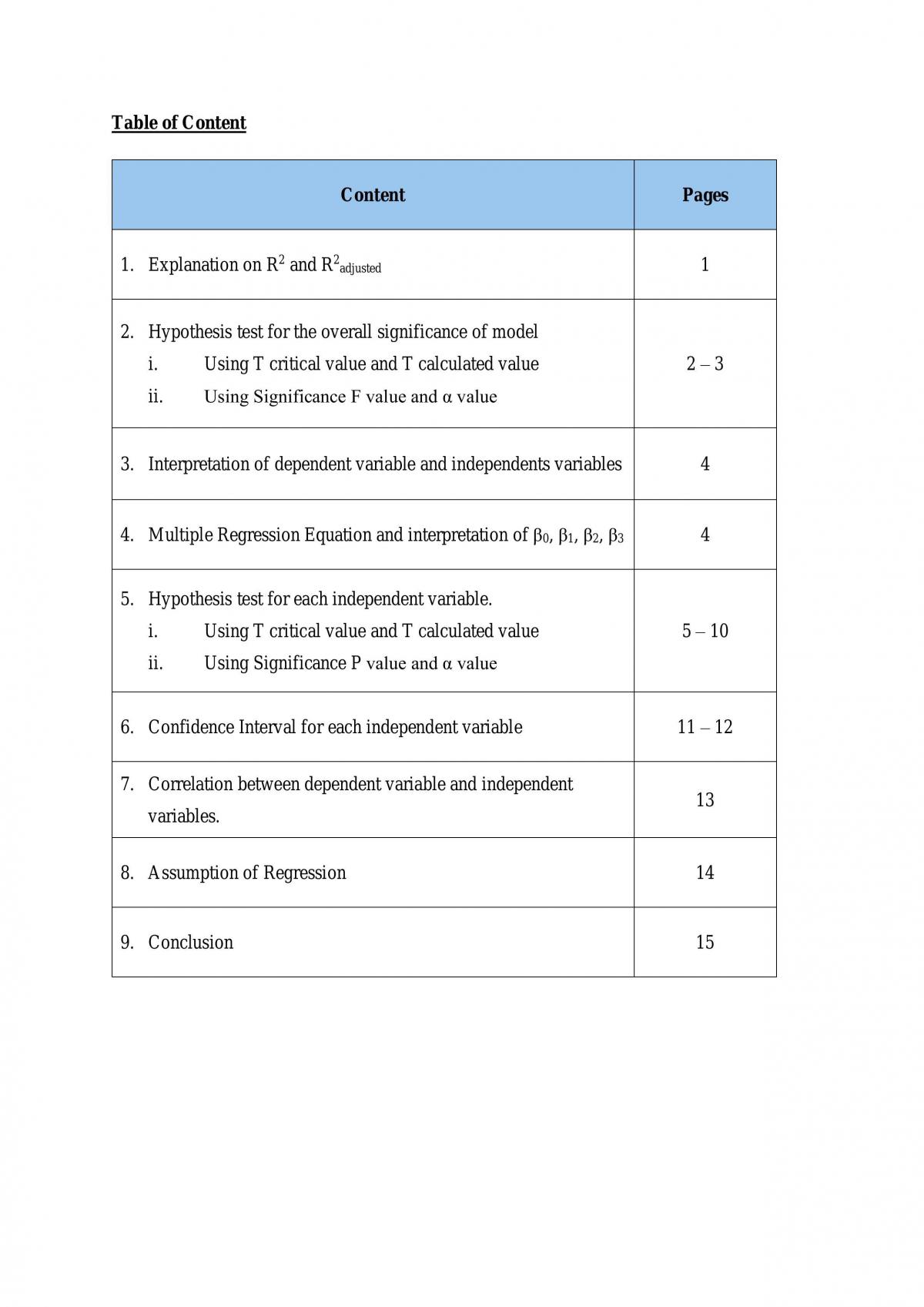 Regression Analysis  - Page 1
