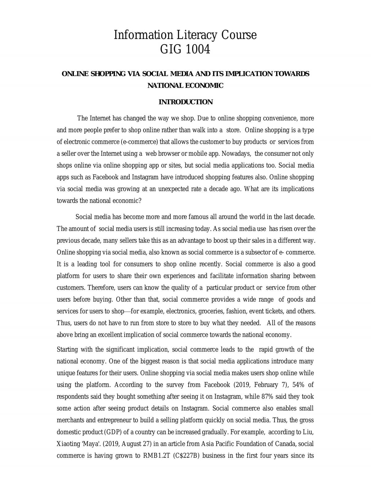 Coursework of Information Literacy - Page 1