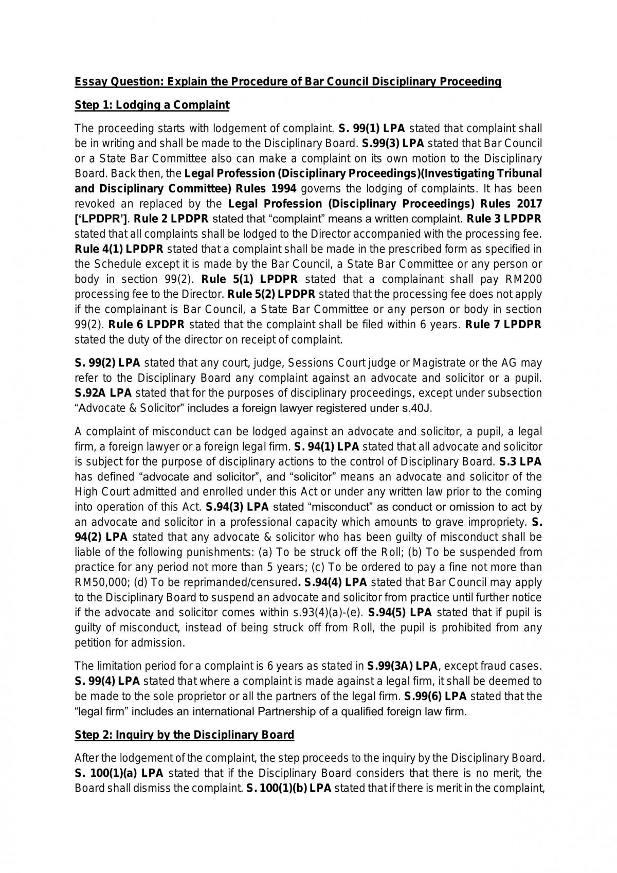 Bar Council Disciplinary Proceeding - Page 1