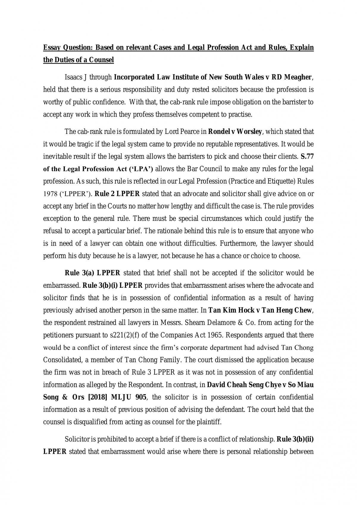 Duties of Counsel - Page 1