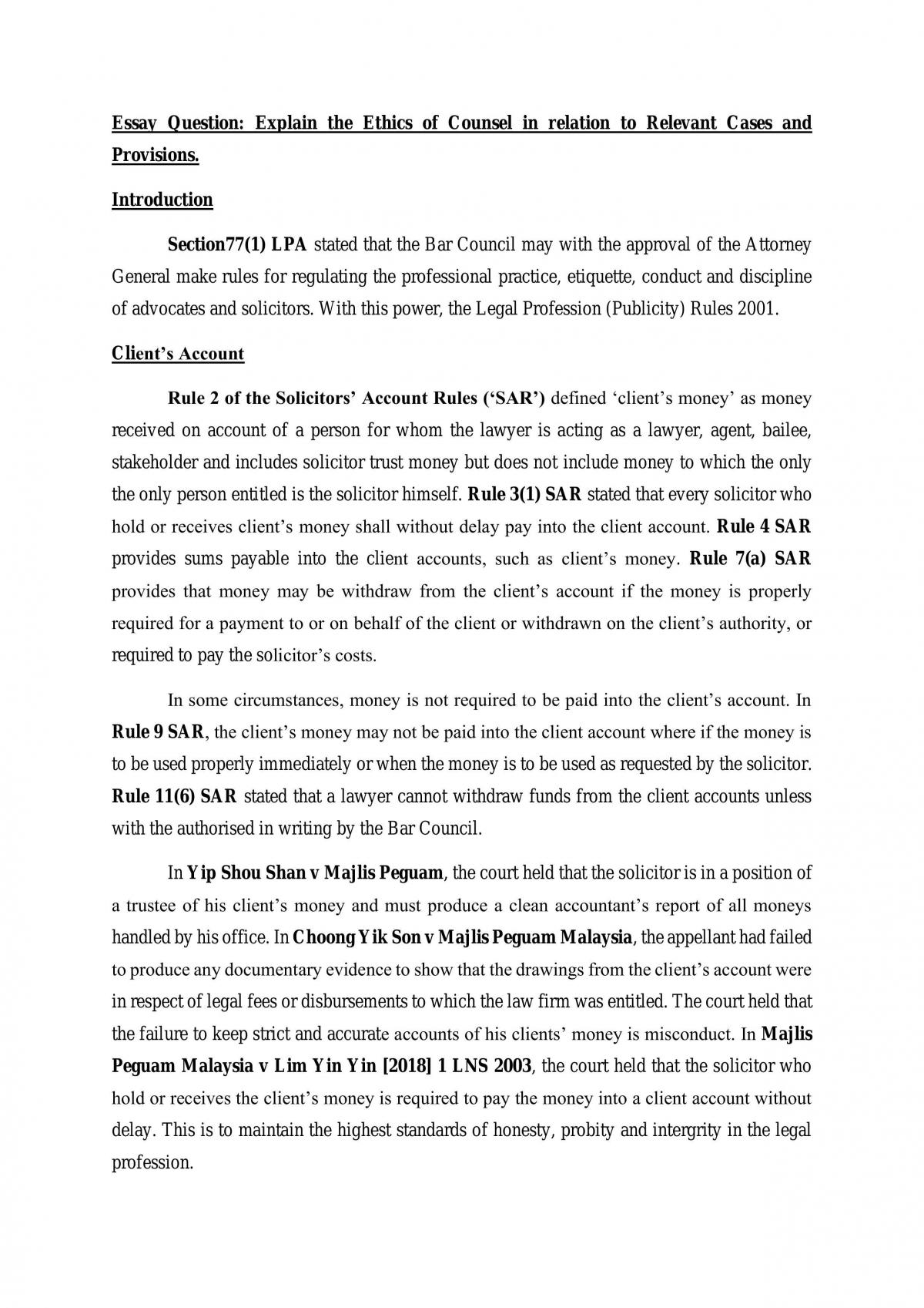 Ethics of a Lawyer - Page 1