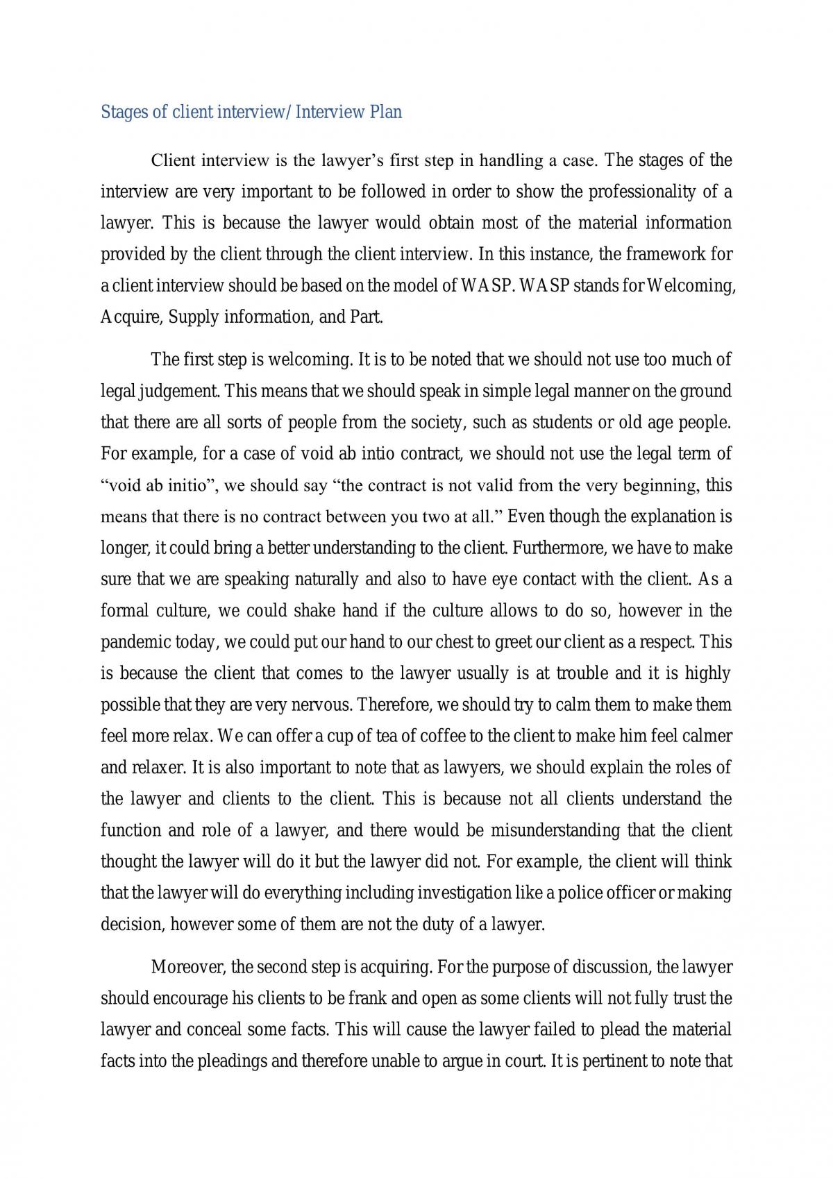 Interview On Client Interview Processes - Page 1
