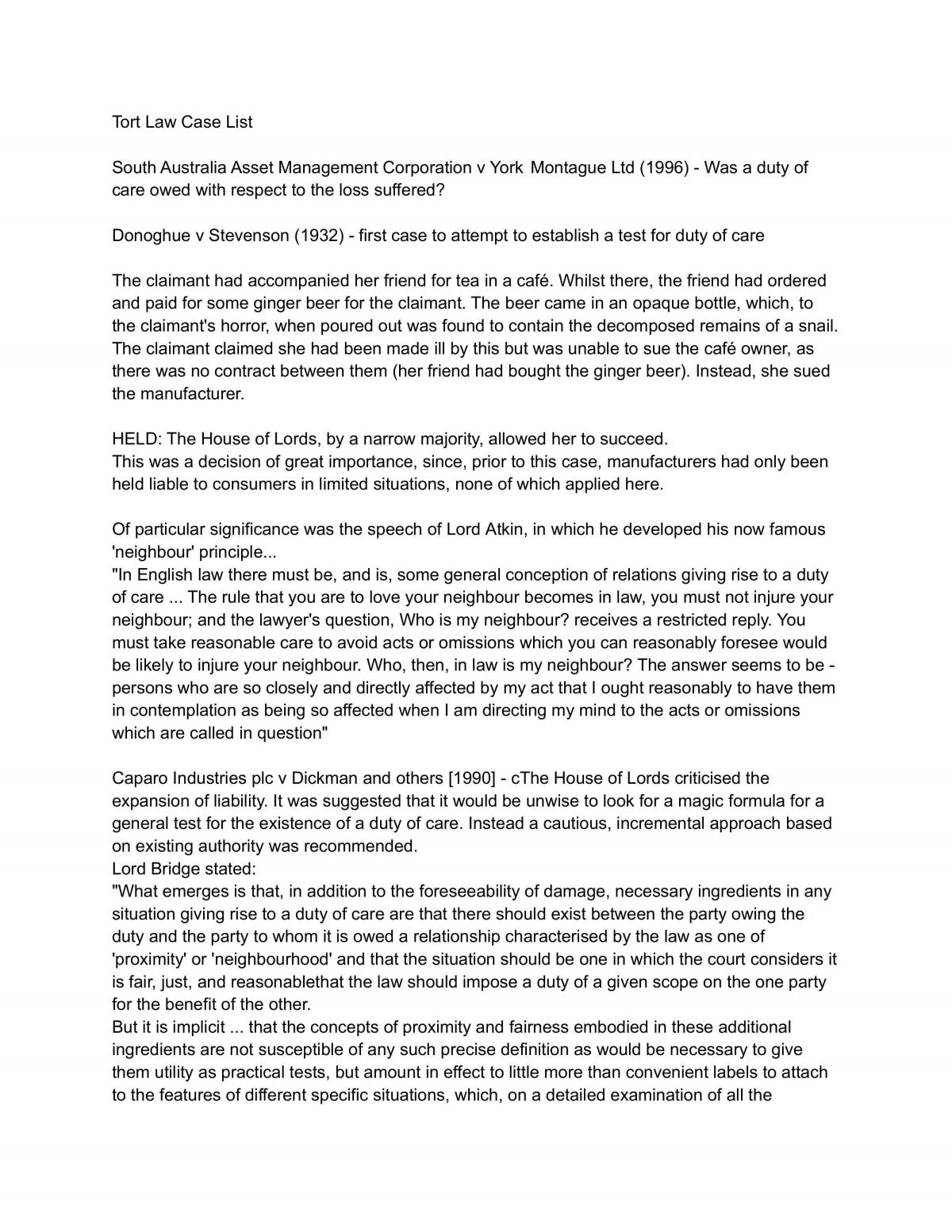 Complete Tort Cases and Notes - Page 1