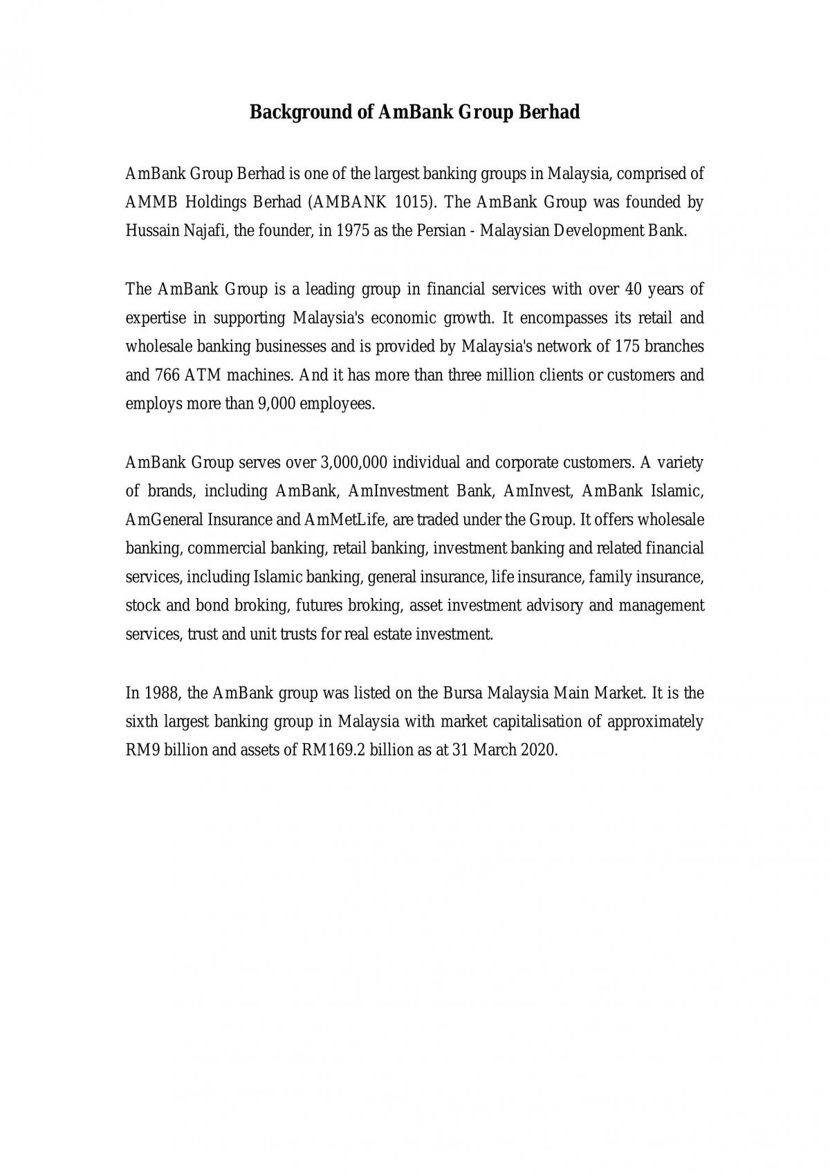 Project of Banking - AmBank Group  - Page 1