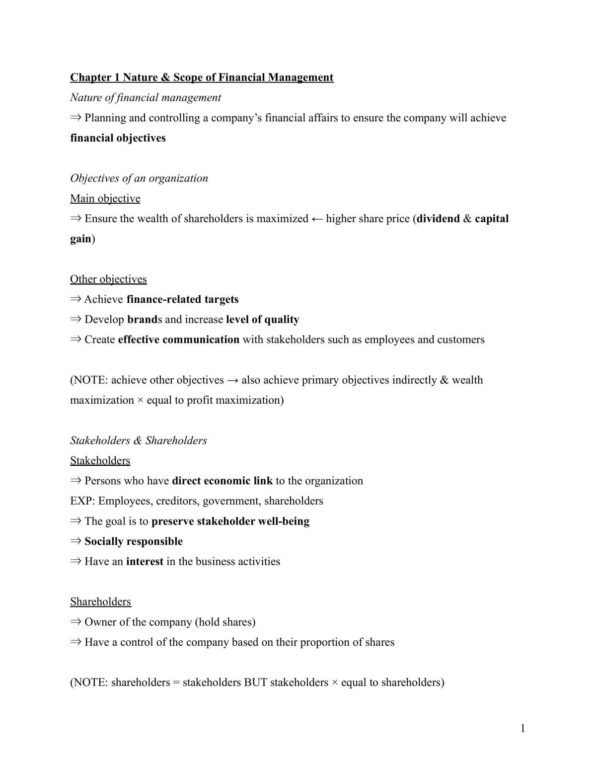 Financial Management Study Notes - Page 1