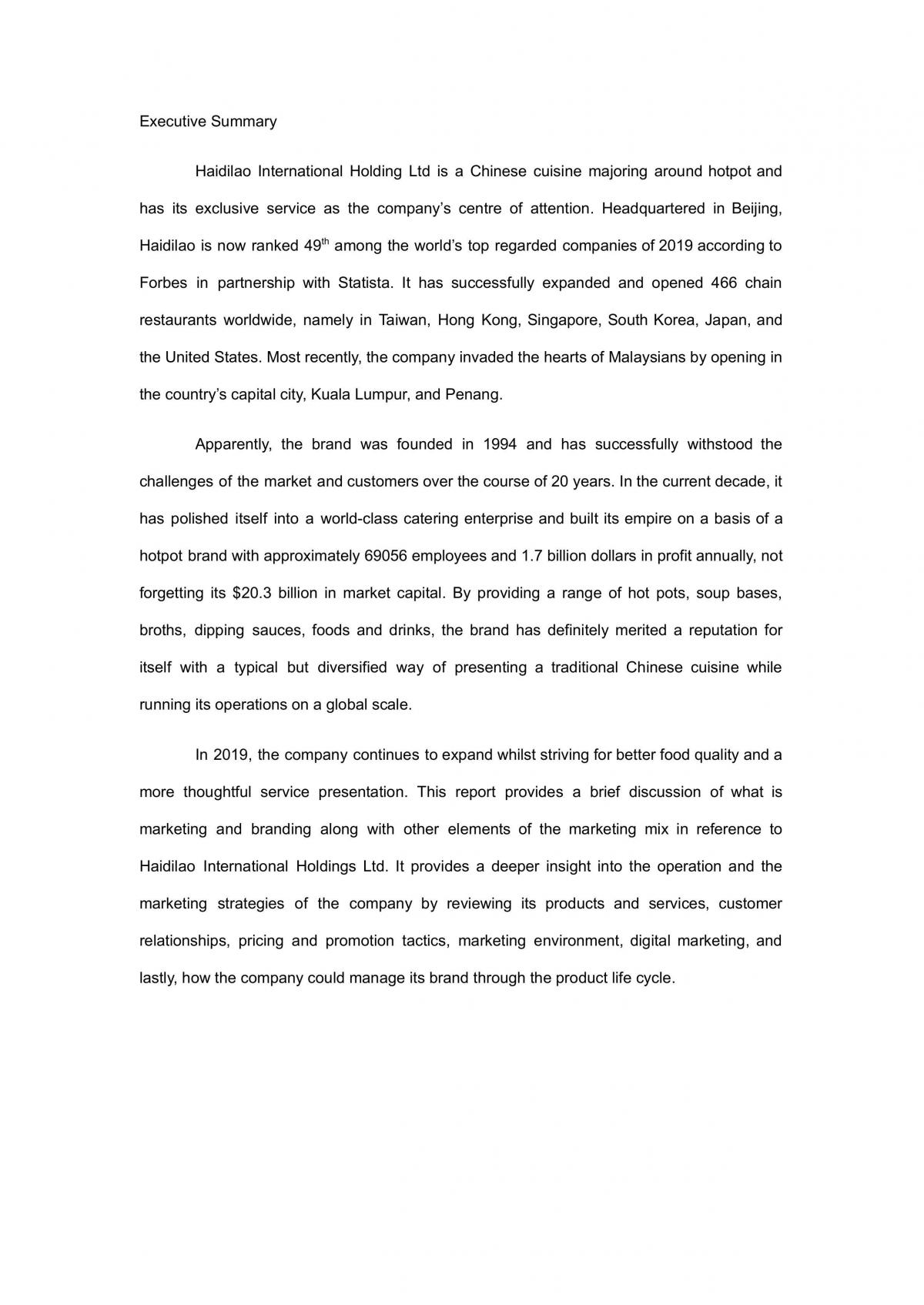 Marketing Assignment  - Page 1