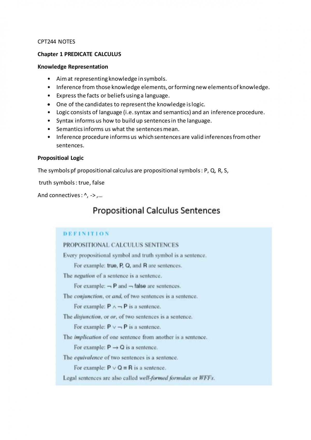 Study Notes for CPT244 Artificial Intelligence - Page 1