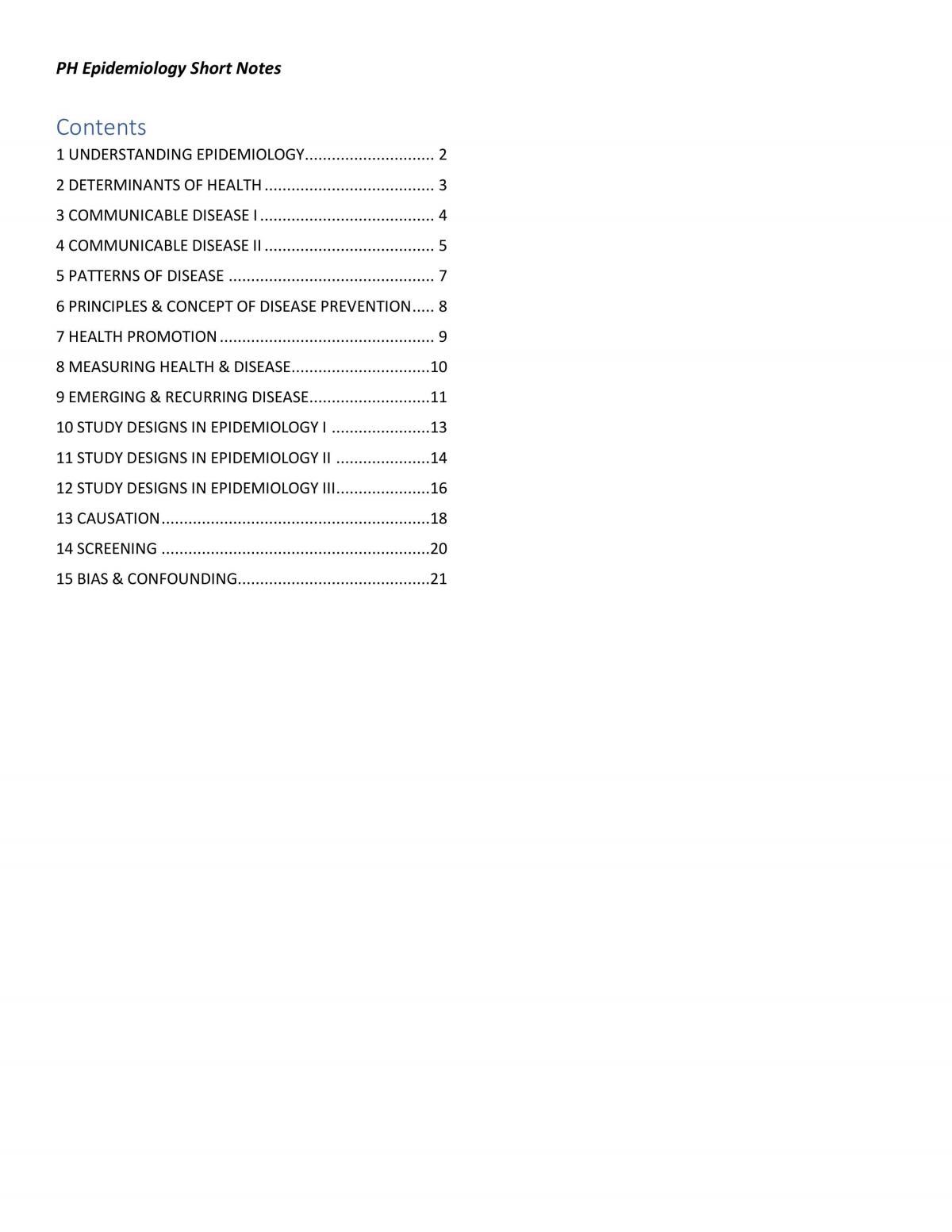 PHEBEB - Epidemiology notes - Page 1