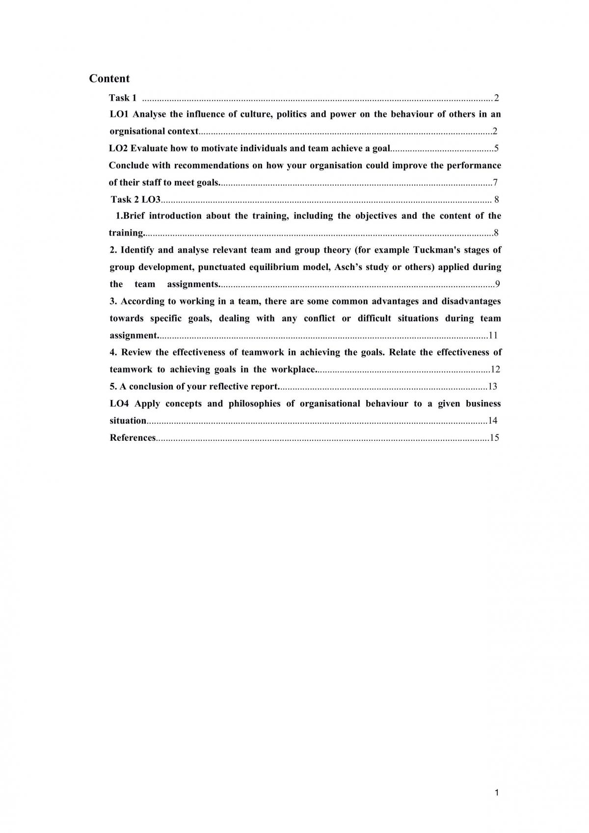 Organisational Behaviour Assignment - Page 1