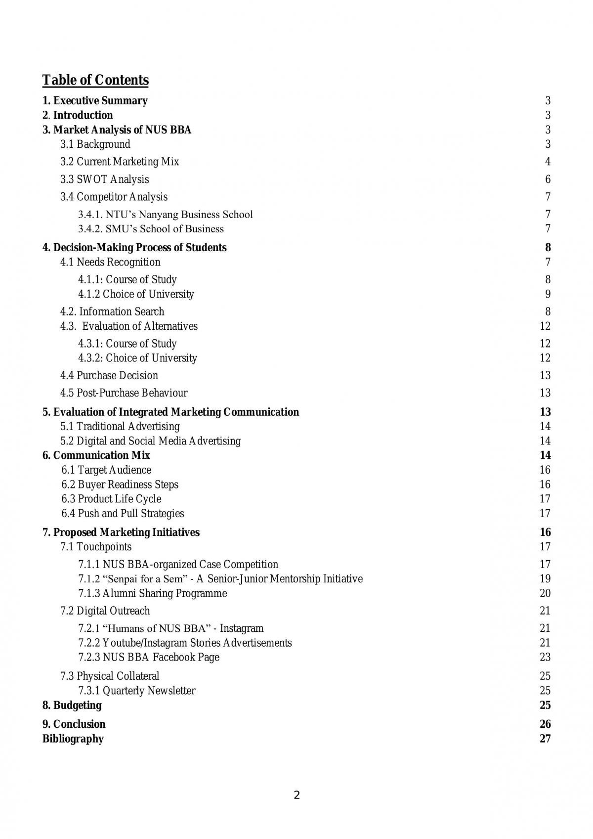 Analysis of NUS Bachelor of The Business  Administration  (BBA)’s programme - Page 1